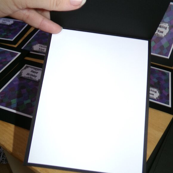 Set of 12 Black/Blue/Purple Notecards - Handmade - Picture 6 of 6